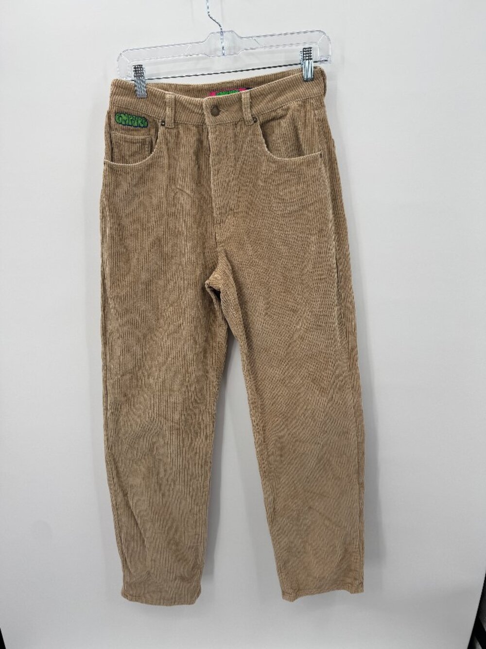 Empyre Tori Corduroy Pants Womens 4 Tan Khaki Baggy Skate Y2K Graffiti Logo
